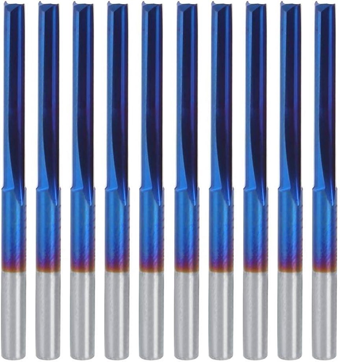 10st 3.175mm Frees Handvat Freesgereedschap 2-fluit Recht voor Het Verwerken Van Hout Mdf Acryl Pvc Eva Schuim Multiplex