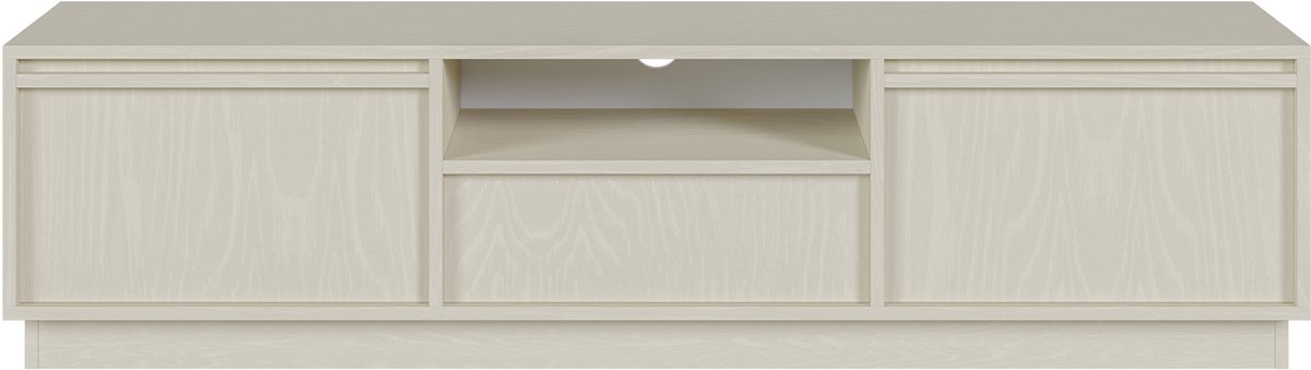 Selsey Evo - RTV-kast met twee deuren en een lade 154 cm - Zandbeige op een sokkel