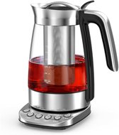 Waterkoker met 5 temperatuurinstellingen, 1800 W roestvrij stalen glazen koker, theepot van glas, 3 l heldere koffiekan, glazen theepot met anti-droogbrandfunctie, twee gemonteerde ketels