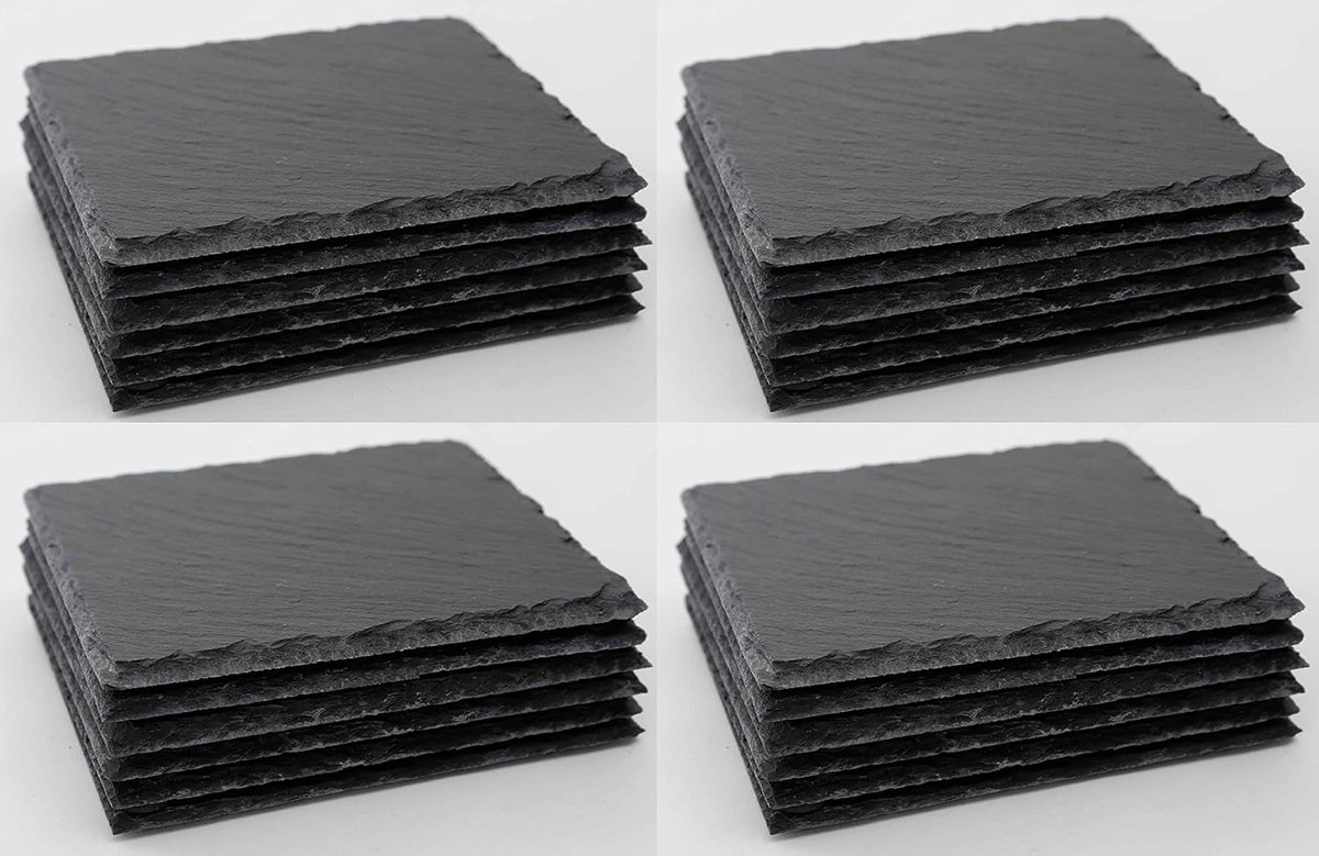 24x leisteen borden I vierkant I 15x15x0,5 cm I onderzetter serveerbord langwerpig sushi bord sushi bord decoratief bord leisteen bord