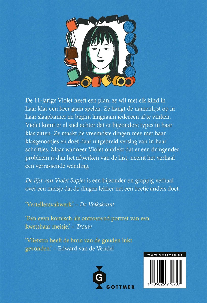 Boek met illustratie van een jong meisje met een lijst.