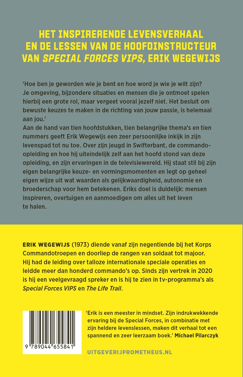 Boekrug van 'Met blote handen' door Erik Wegewijs, met een gele achtergrond en zwarte tekst.