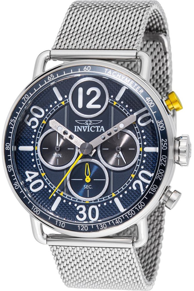Invicta Speedway 49370 Heren Horloge - Waterdicht - Analoog - Quartz Uurwerk - Roestvrij Staal met blauwe Wijzerplaat - 44mm