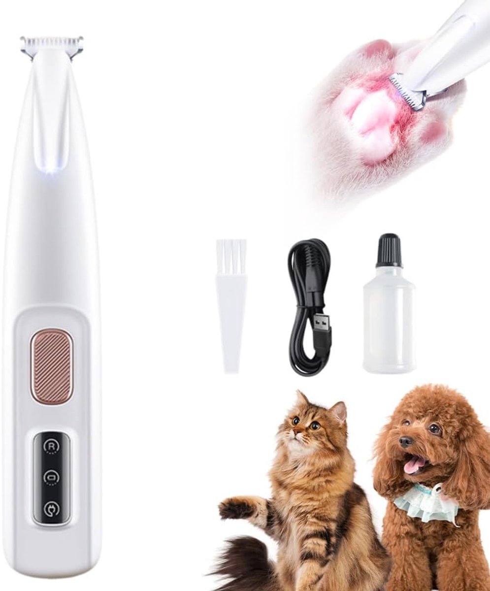 Elektrische hondentondeuse met led-lampje - draadloos - geluidsarm, oplaadbaar, multifunctionele trimmer voor honden - poten, oren, gezicht en romp