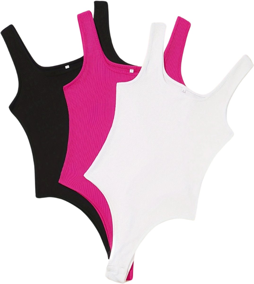 Nivard Bodysuit Dames - Jumpsuit - Corrigerend Ondergoed - Body plunge - Lingerie - Setje Vrouwen - 3 Pcs - Zwart/Wit/Roze