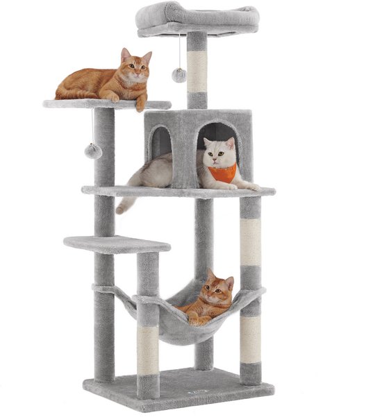 ACAZA Krabpaal - Krabpaal voor Grote Katten - Krabpaal voor Katten - 143 cm - Lichtgrijs - Kattenkrabpaal - Kattenboom - Krabpalen - Kattenhuis