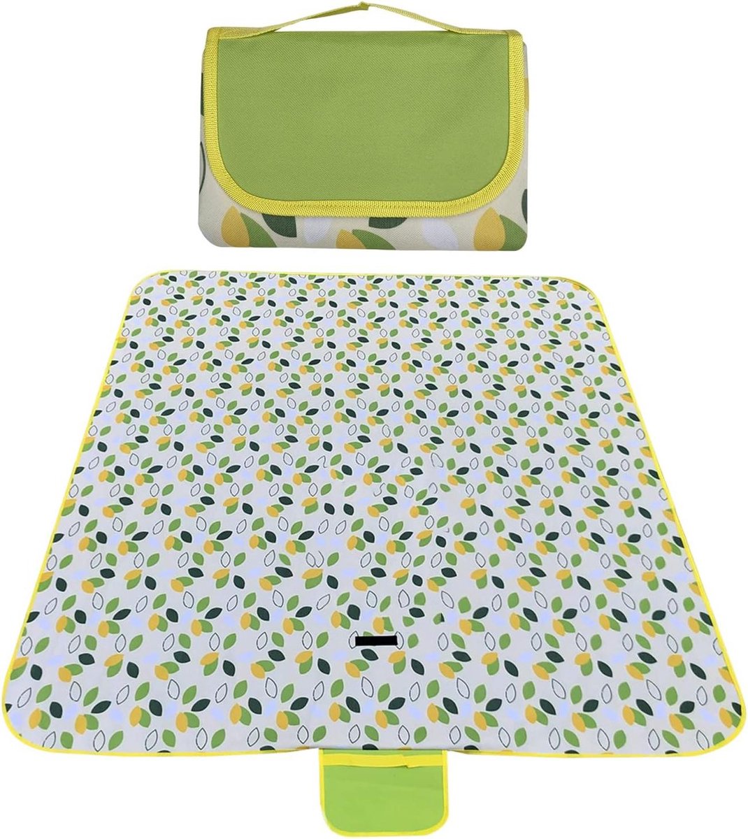 Picknickdeken 146×200cm Waterdichte Outdoor Picknickmat met Handvat voor Picknick Camping (Groene Bladeren)