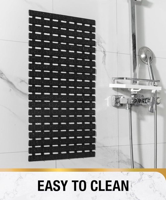 Douchemat antislip, badkamermatten met zuignappen grip en afvoergaten, Soft Touch badmatten machinewasbaar, douchematten voor binnendouche, antislip badmatten voor binnenbad, 90 x 60 cm