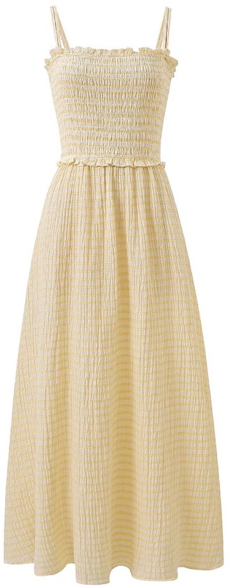 Robe d'été longue en lin rayé jaune FRNCH Marianne