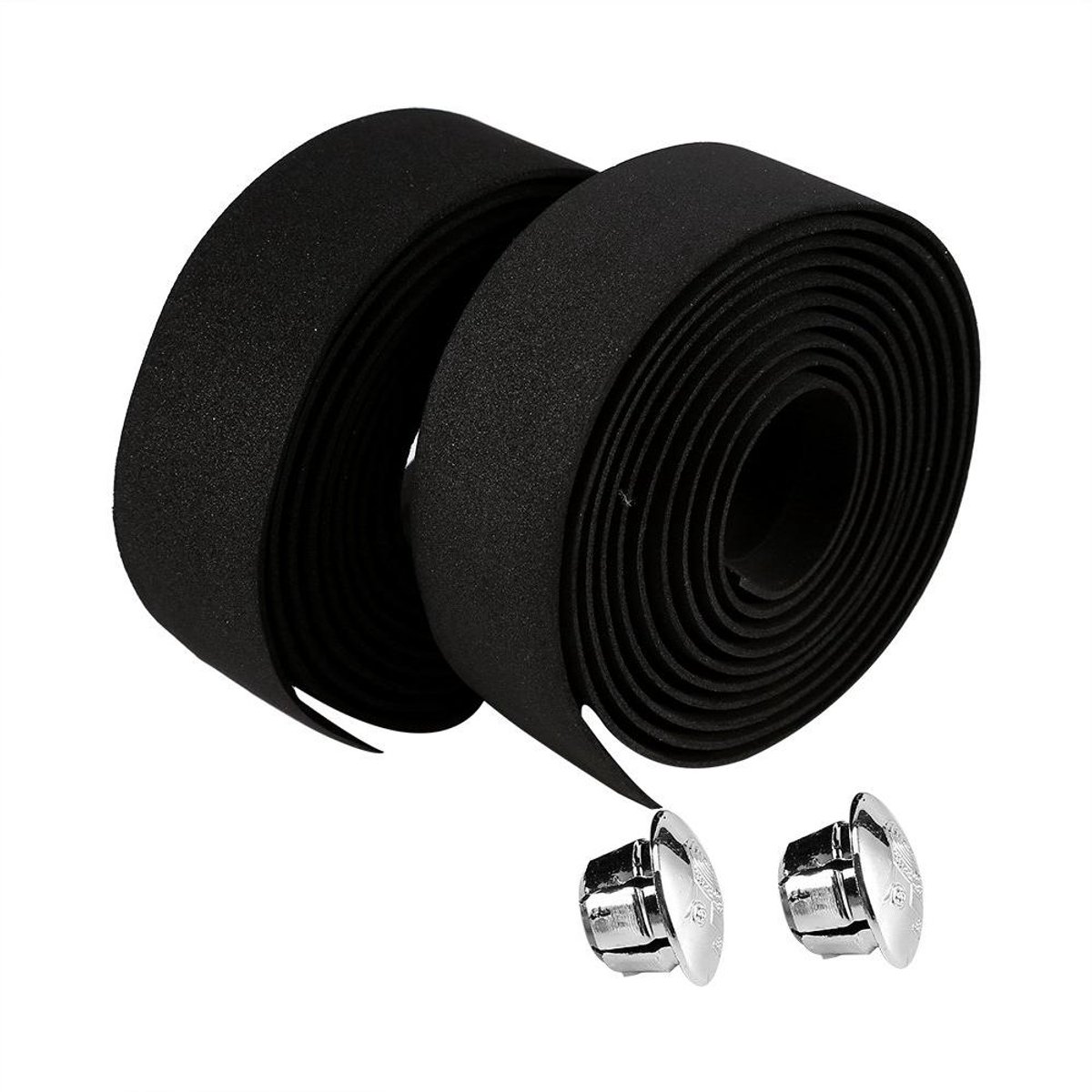 Racefiets Stuur Tapes - Zwart - Handvat Wraps met Bar Stekkers