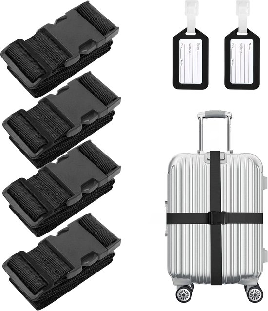Bagageband met 2 kofferhangers, kofferriem, 2 stuks