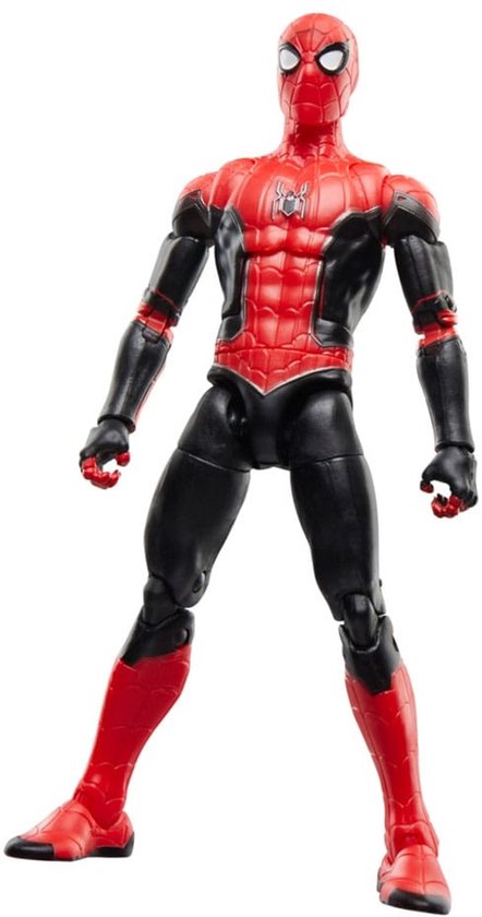 Spiderman actiefiguur, 'Upgraded Suit', in rood en zwart, staand.