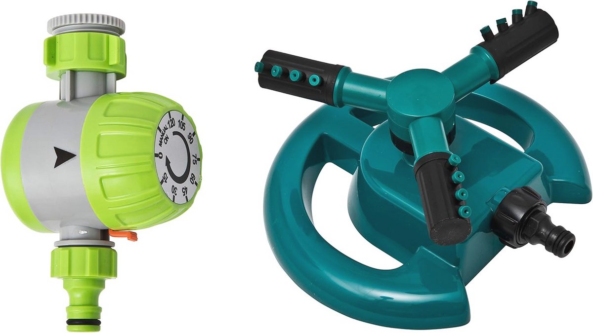 Efficiënte Tuin Watering Sprinkler met Mechanische Watertimer - Roterend Irrigatiesysteem met Automatische Uitschakeling