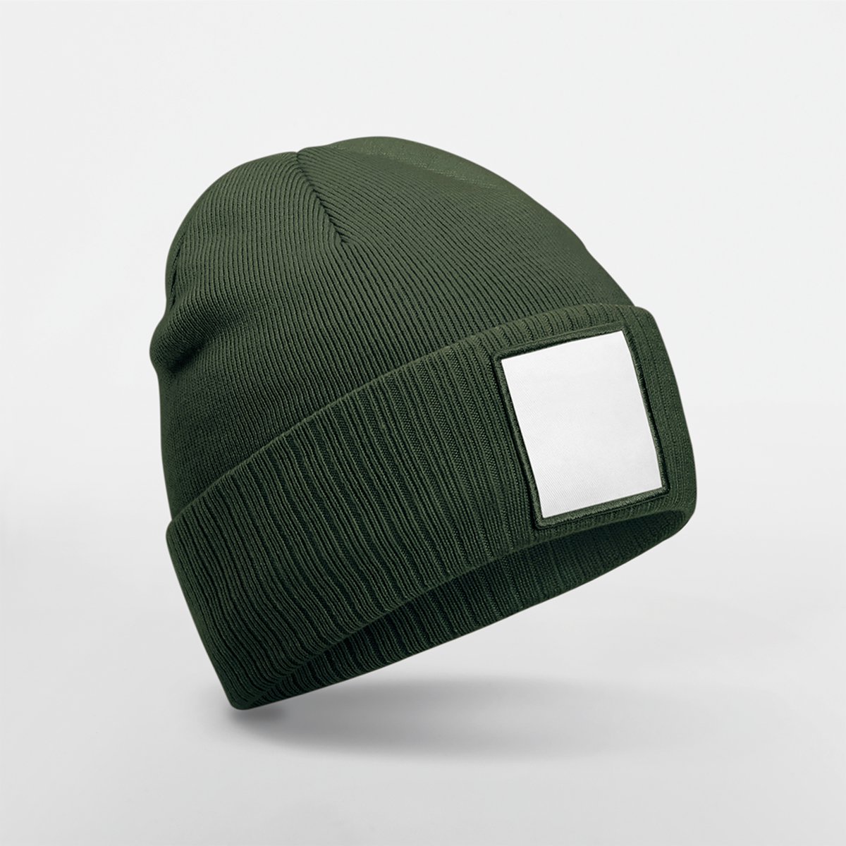 Beechfield Muts met patch B337R - Olive Green/White - One size