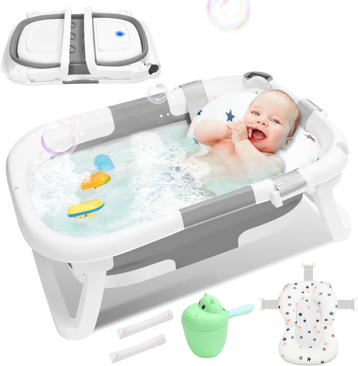 Opvouwbaar Babybad met Thermometer voor Pasgeborenen en Kinderen - Ergonomisch en Ruimtebesparend