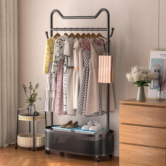 IDIMEX Fabio Dressboy voor heren, met broekhanger en plank, champagne/zwart - stille dressboy kledingbutler kledingrek met kleerhanger
