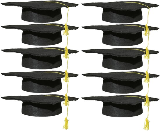 Geslaagd thema hoedje voor kinderen - 25x - verkleed feestartikelen - afstudeer hoedje - zwart