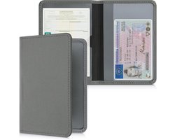 Hoesje voor kentekenbewijs en rijbewijs met pasjeshouder in steengrijs - Neopreen omslag