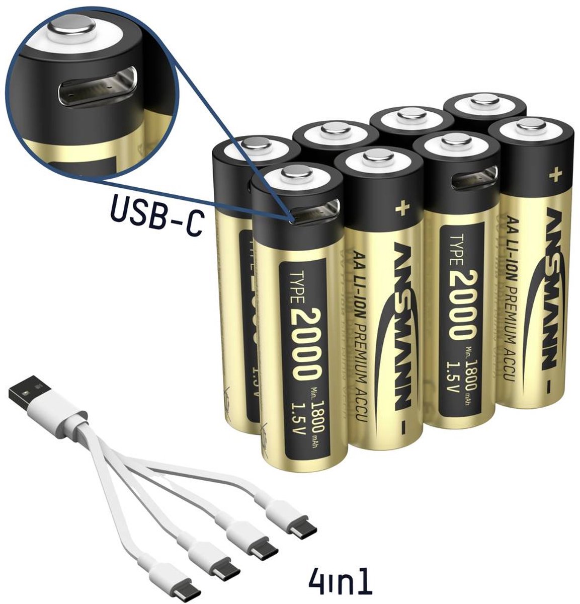 Ansmann 1312-0039 Oplaadbare AA batterij (penlite) Lithium 1800 mAh 1.5 V 8 stuk(s)