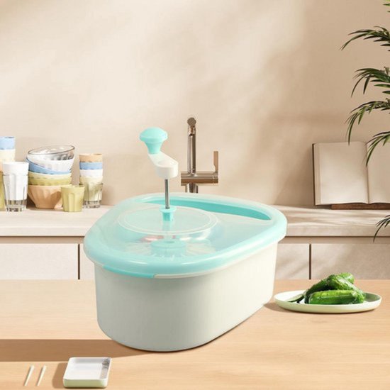 Fruit en groente wasmachine fruit wassen spinner apparaat groente reiniger apparaat met spin schrobber borstel (blauw