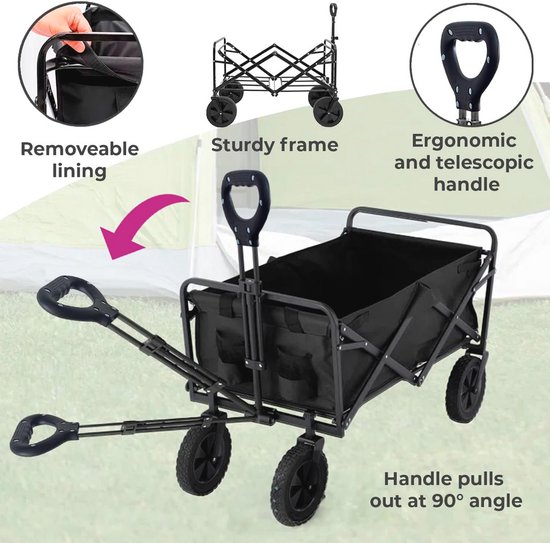 Opvouwbare Tuinkar met Grote Capaciteit - Voor Strand, Tuinieren, Outdoor, Kamperen en Winkelen van Sekey — afbeelding 5