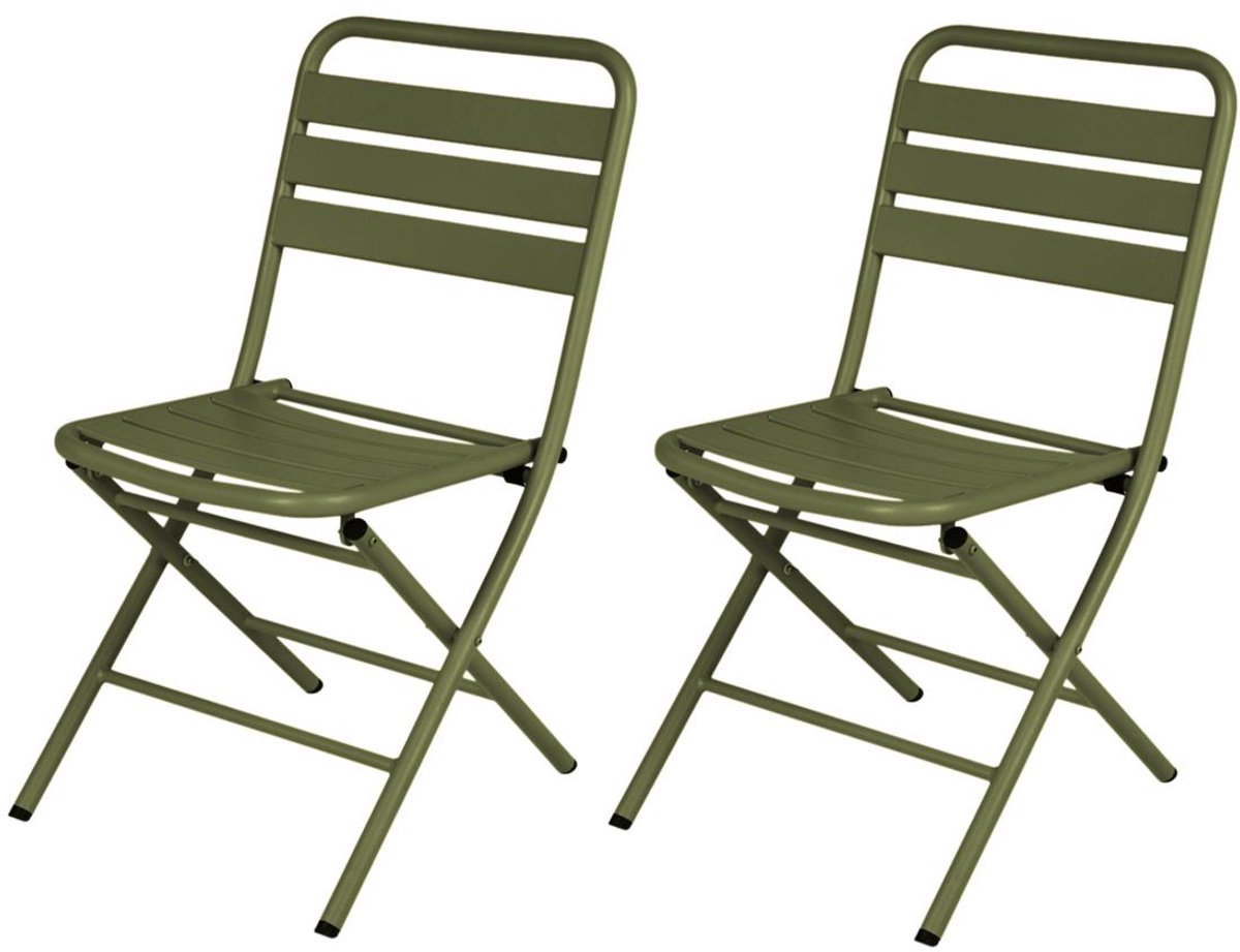 MaximaVida inklapbare metalen tuinstoel Max olijfgroen - doos per 2 stuks
