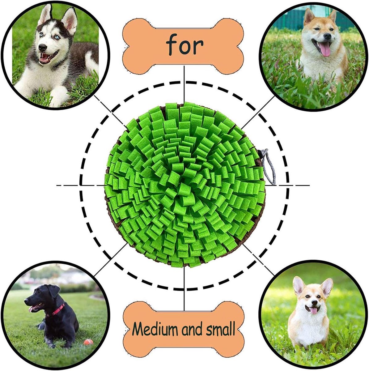 Snuffelmat voor huisdieren - Interactief hondenvoerspeelgoed - Huisdierspeelgoed - Moedigt katten en honden aan om voedsel te vinden - Stressverlichting binnen en buiten - Compact en draagbaar thumbnail 2