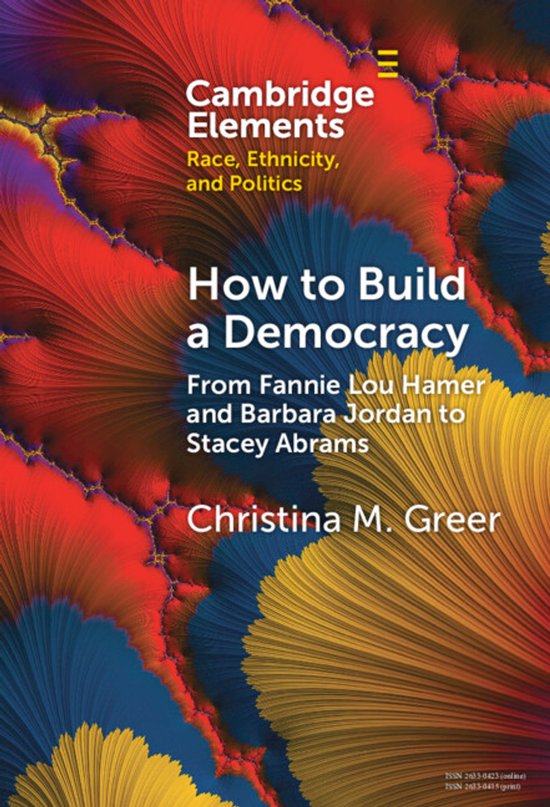 Livre 'How to Build a Democracy' avec un fond abstrait rouge, jaune et bleu.