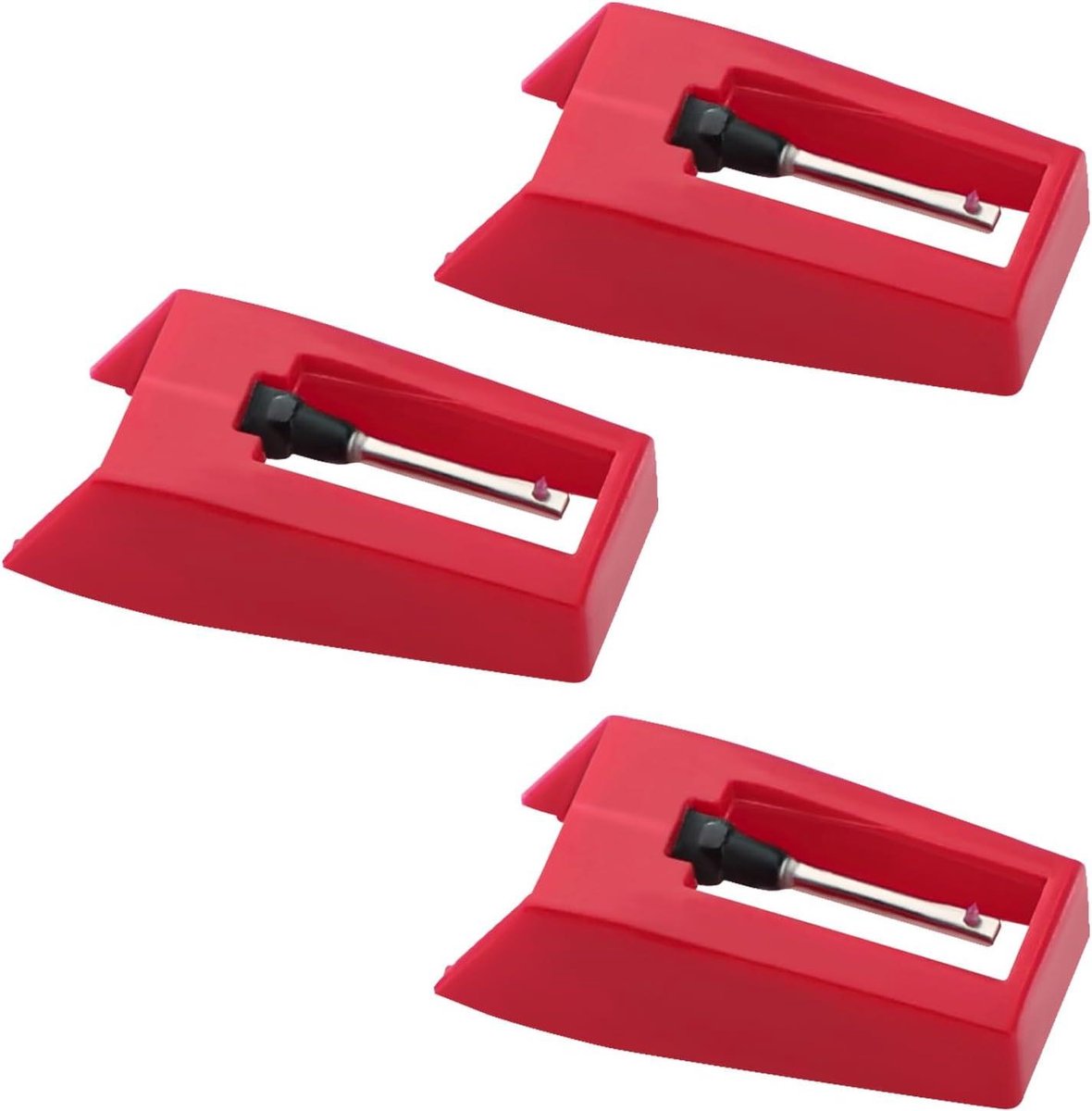 Platenspelernaalden met robijnrode puntige schijf - set van 3 stuks