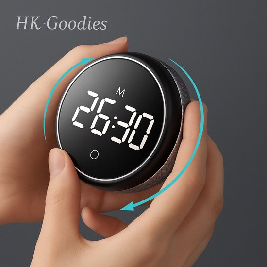 HK-Goodies - Digitale Timer - Pomodoro Timer - Digitale Kookwekker - 360 graden draaien - Magnetisch - LED Scherm - Handige Draaiknop - Keukentimer