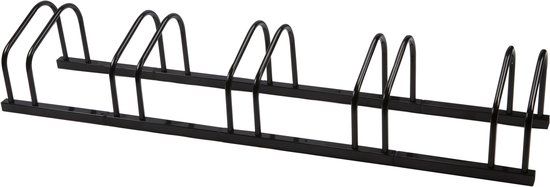 Zwart fietsenrek voor 5 fietsen.