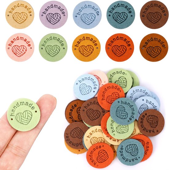 100 stuks handgemaakte labels -2.5cm Decoratieve labels - Handgemaakte leren labels om te naaien Microvezel leren labels - Kledingaccessoires - Leren labels om te naaien DIY hoeden kleding - Willekeurige kleur