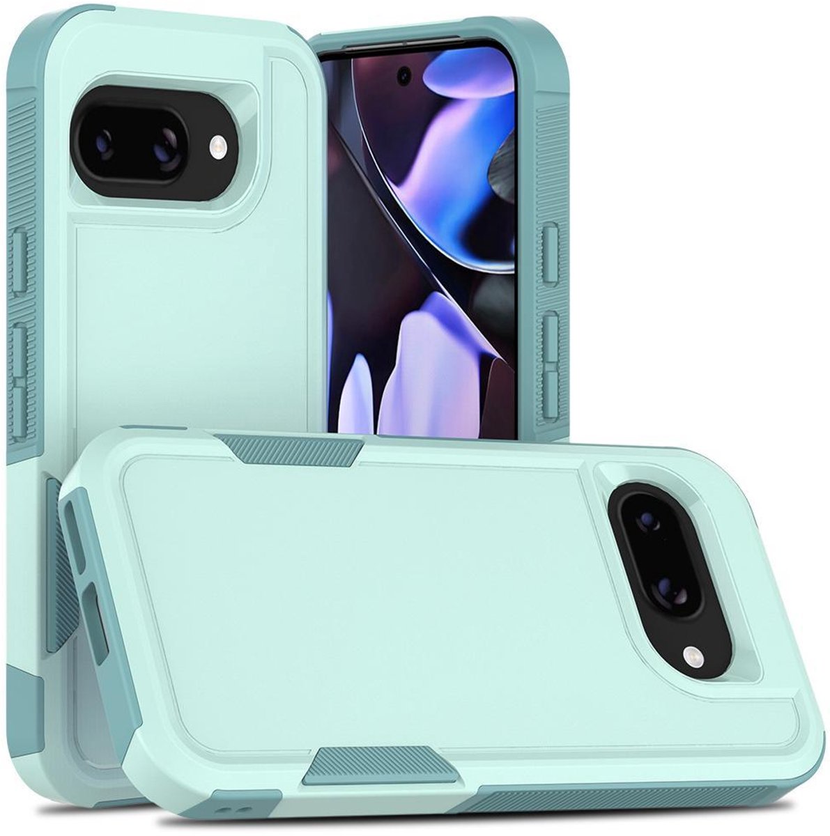 Mobigear Hoesje geschikt voor Google Pixel 9a Telefoonhoesje Hardcase | Mobigear Heavy Armor Backcover Shockproof | Schokbestendig Pixel 9a Telefoonhoesje | Anti Shock Proof - Groen