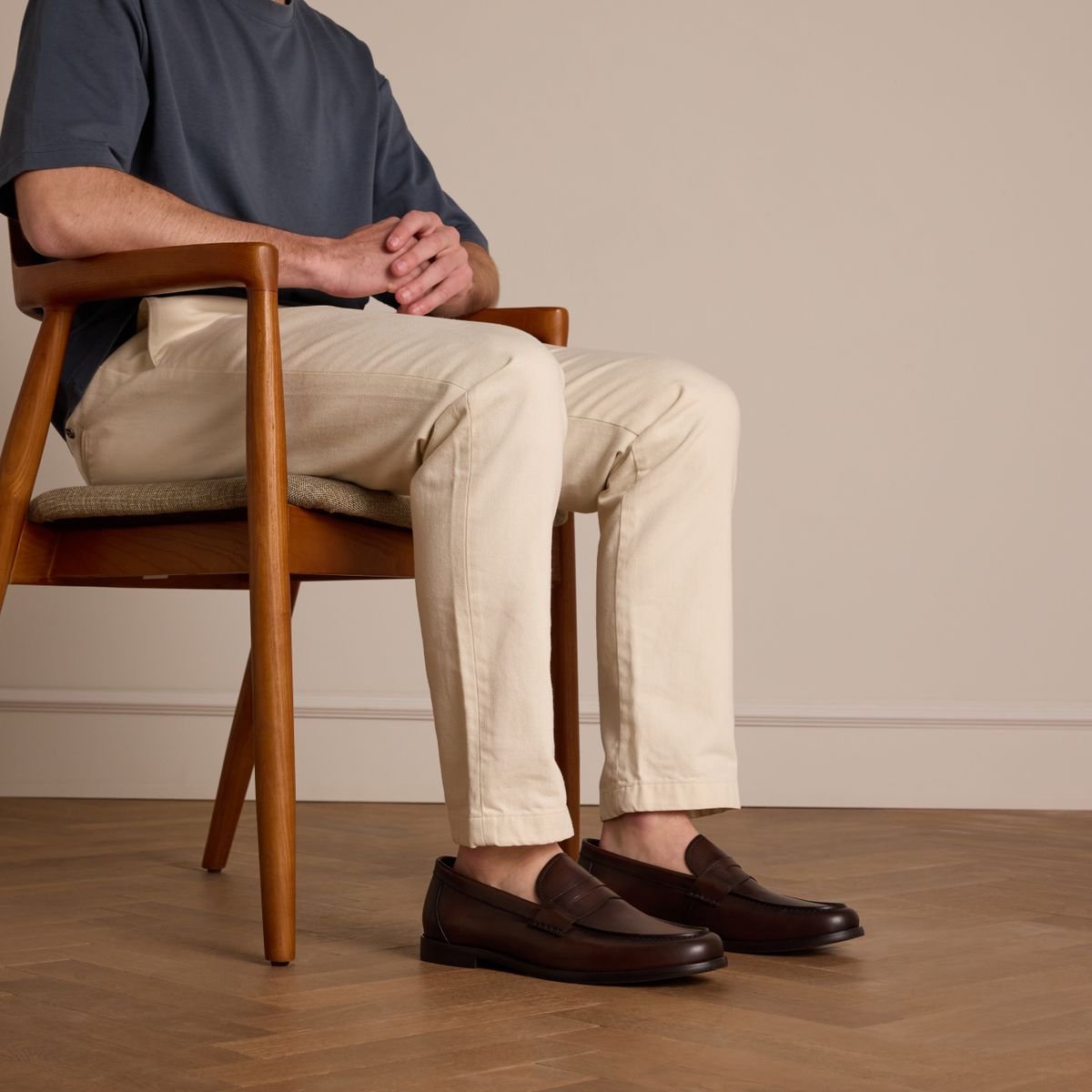 Manfield - Heren - Donkerbruine leren loafers - Maat 45