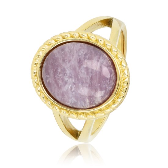 My Bendel Bague vintage dorée avec pierre précieuse Quartz lilas - Bague vintage dorée avec pierre précieuse Quartz lilas - Avec emballage cadeau luxueux