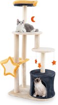 COSTWAY Krabpaal, 106 cm hoog, kattenboom met kattenhol, 2 ligvlakken