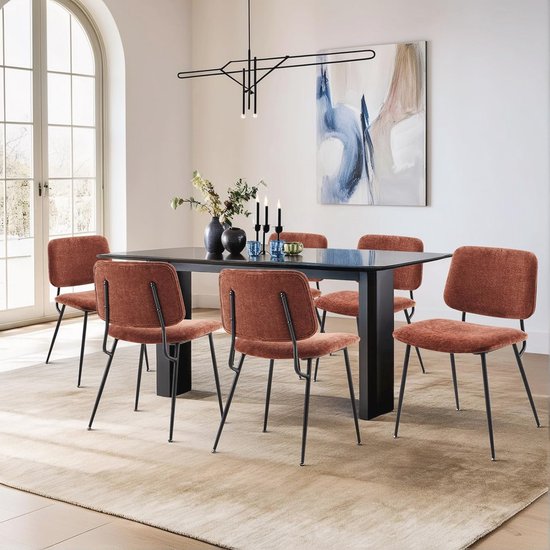 Set van 4 Keukenstoelen met Hoge Rugleuning – Gestoffeerde Eetkamersto