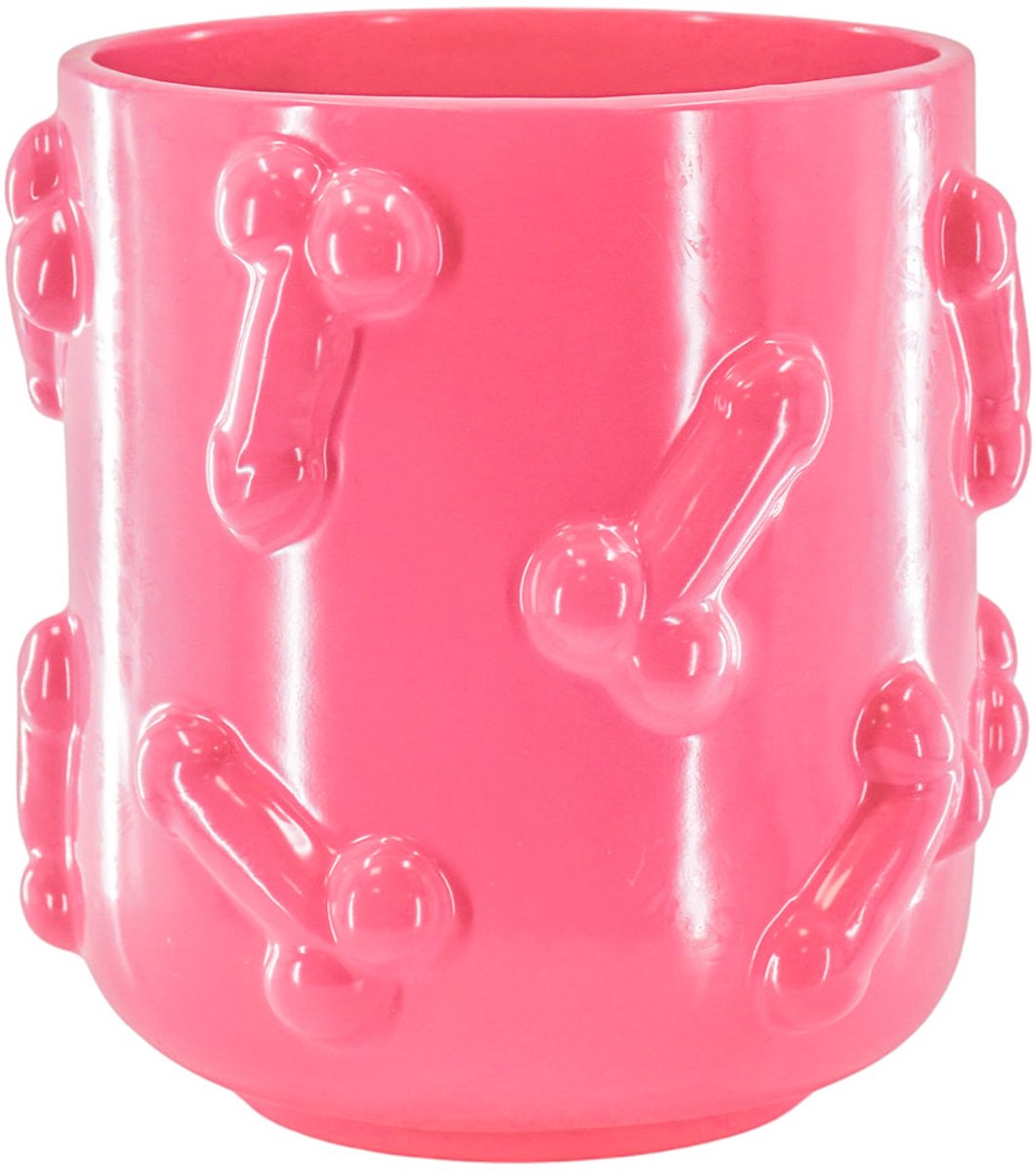 Housevitamin Pot - Planten Pot- Piemels - Keramiek - Fluor Roze - 17,5x17,5x17,5cm