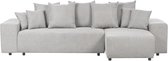LUSPA - Canapé d'angle avec rangements - Gris clair - Côté gauche - Tissu