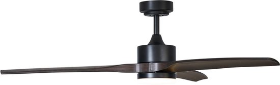 Plafondventilator LED met afstandsbediening zwart walnoot 132 cm dimbaar QAZQA Joly woonkamer slaapkamer keuken
