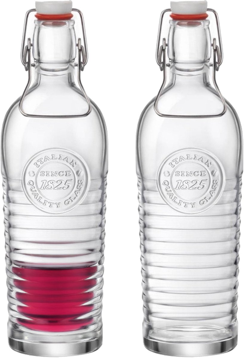 Bormioli Rocco beugelfles/weckfles - Set van 2x stuks - transparant - met beugeldop - 200 ml - inmaakflessen - limonadeflessen