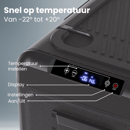 Auronic Elektrische Koelbox - Compressor - Met Wielen - 12V 230 Volt - Auto - 50L - Zwart/Grijs van Auronic — afbeelding 3