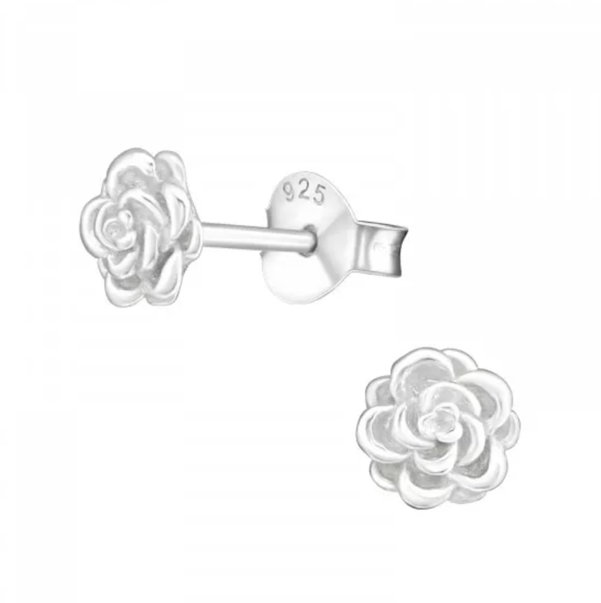 La Rosa Princesa Mini Roos Oorbellen Zilver - 6mm - Kleine bloem Oorknoppen