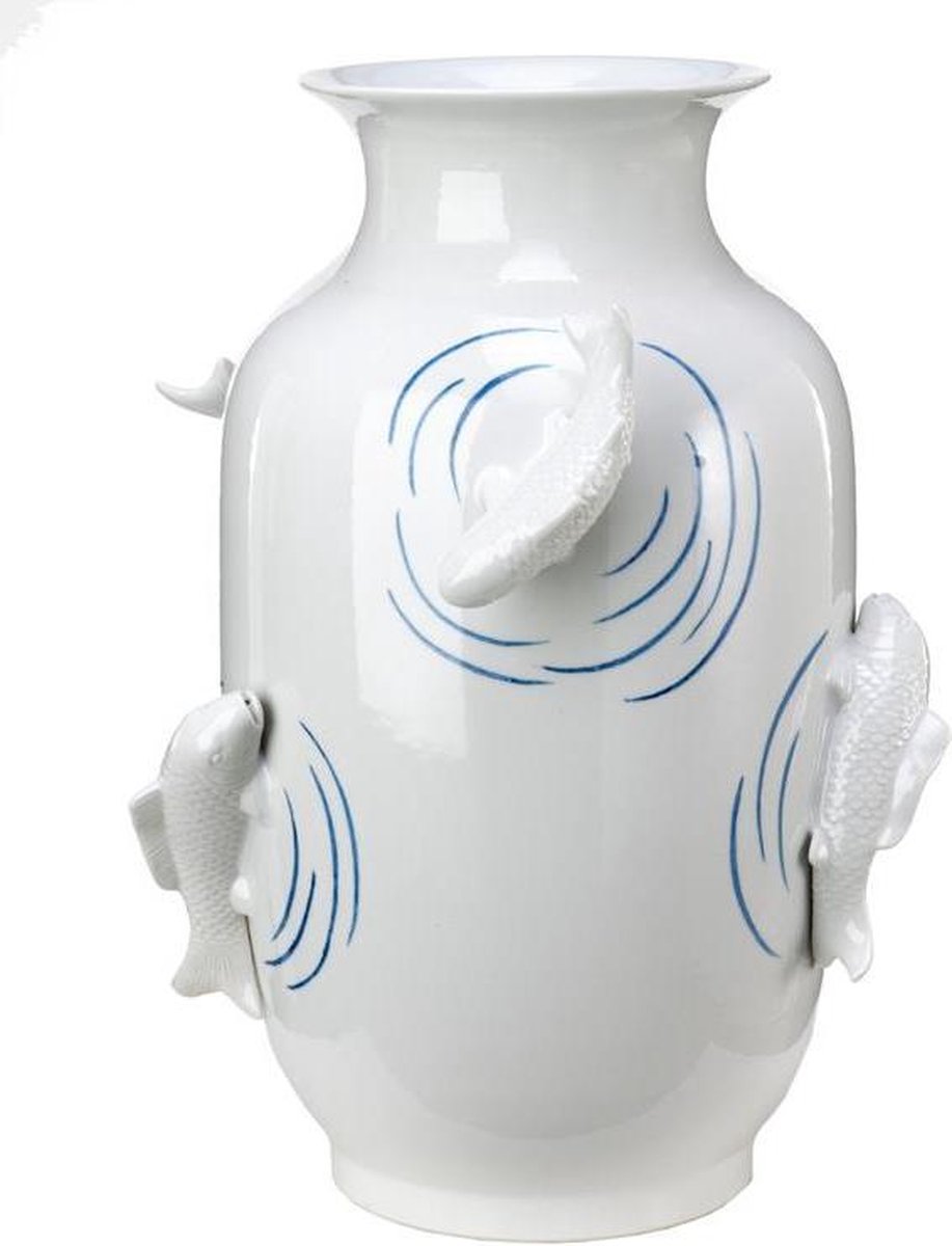 Pols Potten Vase Fish Pond blue Blauw,Wit
