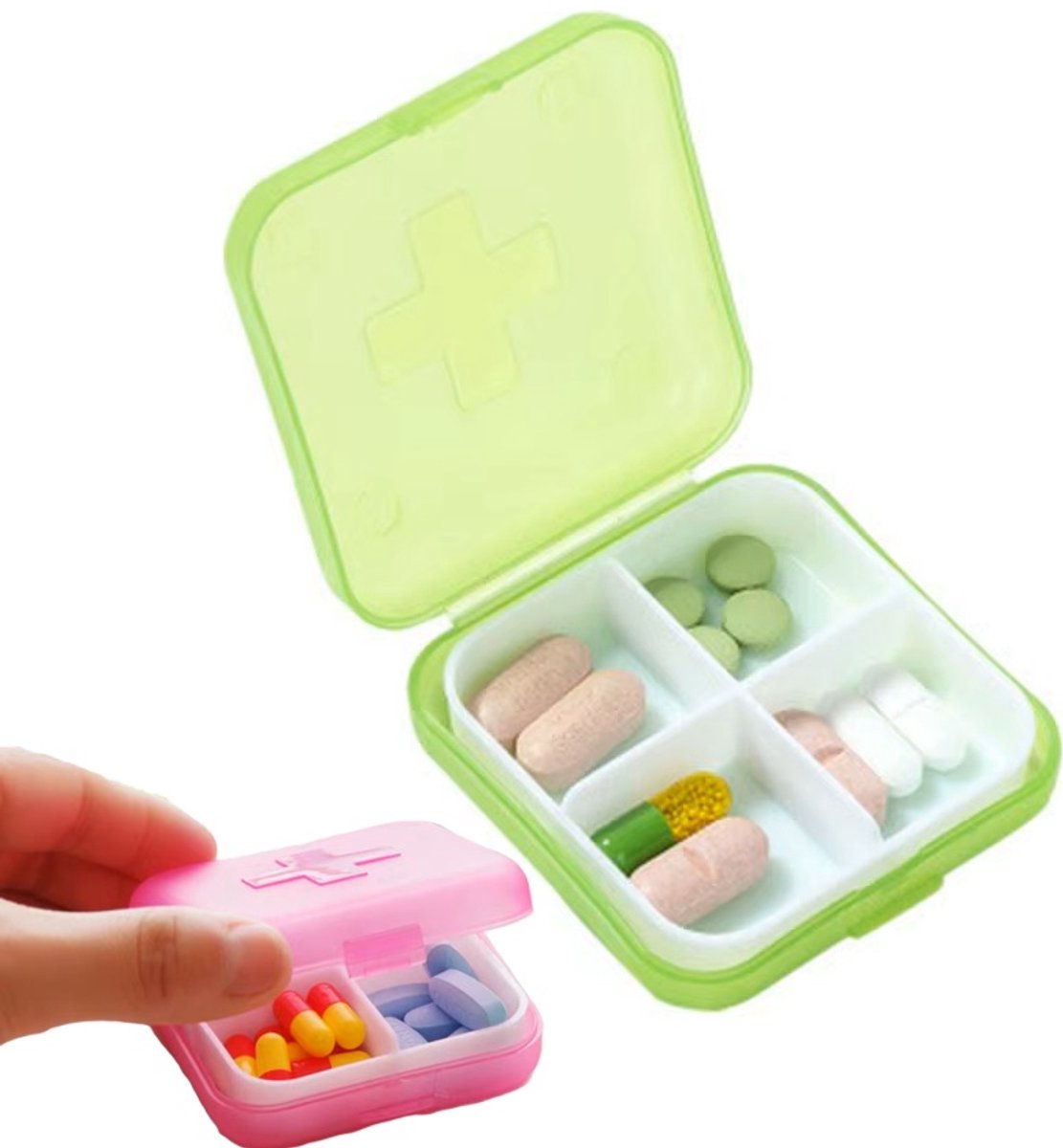 Goedkoopste Medicijnendoosje I Pillendoosje I Pillendoos I 4 vakken I Verzegeld I Groen