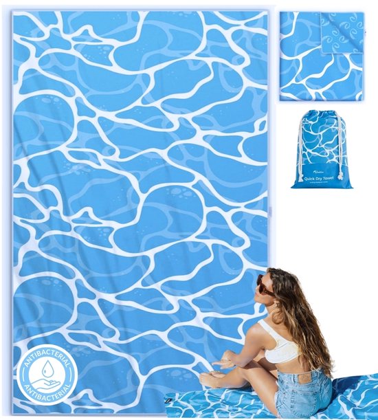 Diveblues® Extra Groot XXL Formaat Premium 200 grams Microvezel Strandlaken - 145x200 cm - UltraSoft Sneldrogende Strandhanddoek - Inclusief TravelBag - Bespaar Ruimte in je Koffer
