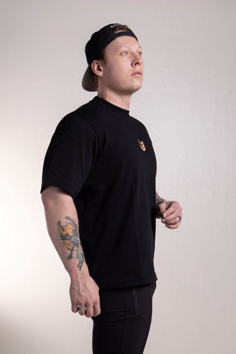 Empire Embodied Oversized T-shirt Unisex Lightweight - 250 g/m2 Biologisch Katoen - Ronde Hals met Verlaagde Schouders - Heren en Dames - Zwart - Maat XL