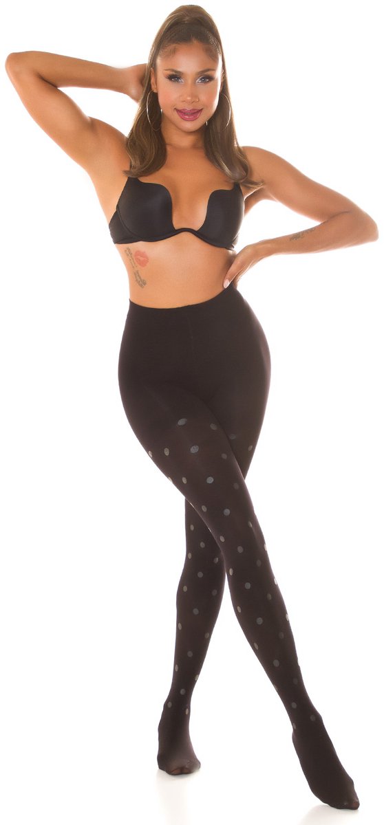 Zwarte panty met stippen