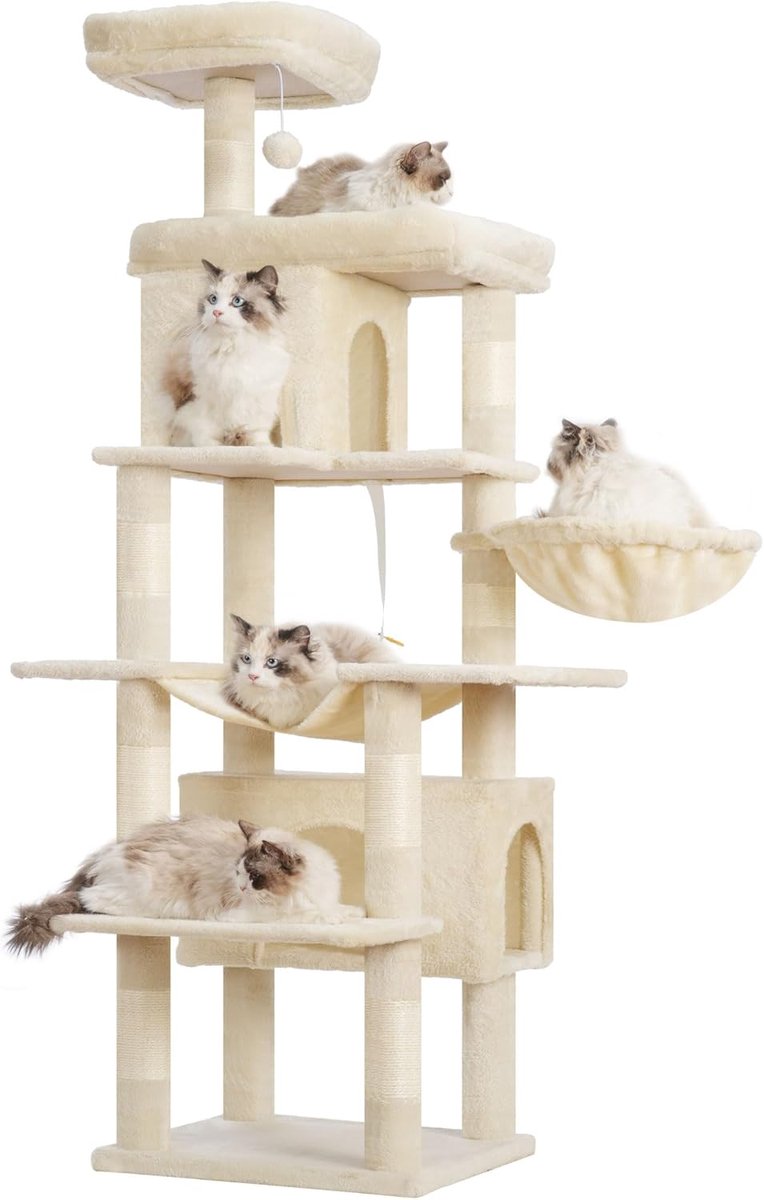 Kattenkrabpaal 178 cm - Voor Binnenkatten - Beige - HCT036M