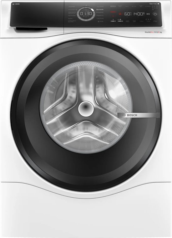 Bosch Serie 8 WNC254A40, Voorlader, Vrijstaand, Wit, Links, Zwart, Touch